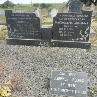 ROUX Johannes J., le 1883-1961 &amp; Magdalena Johanna VICTOR 1884-1976 :: LE ROUX Johannes Jacobus 1920-1981