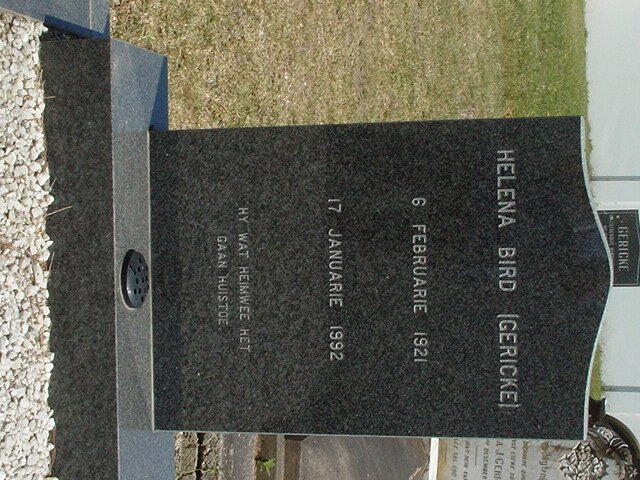 BIRD Helena nee GERICKE 1921-1992