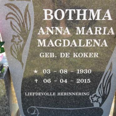 BOTHMA Anna Maria Magdalena nee DE KOKER 1930-2015