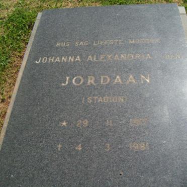 JORDAAN Johanna Alexandria nee STADION 1917-1981