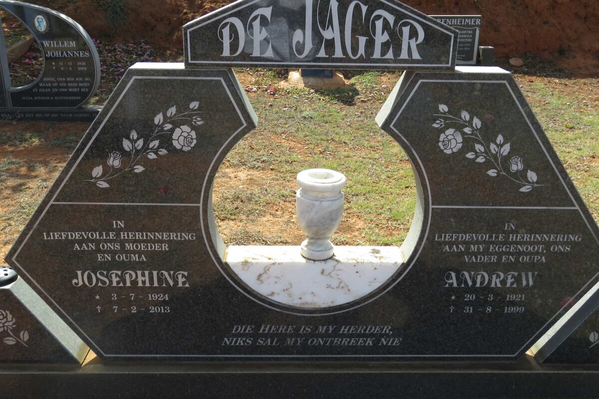 JAGER Andrew, de 1921-1999 &amp; Josephine 1924-2013