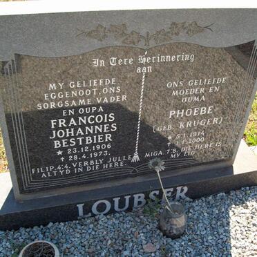 LOUBSER Francois Johannes Bestbier 1906-1973 &amp; Phoebe KRUGER 1914-2000
