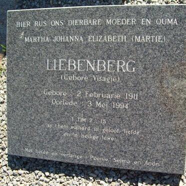 LIEBENBERG Andries Marthinus Jacobus 1902-1959 &amp; Martha Johanna Elizabeth VISAGIE 1911-1994 