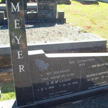 MEYER G.H.M. 1916-1982 &amp; Beatrice Gertruida 1917-2008