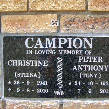 CAMPION Peter Anthony 1938-2012 &amp; Christine 1941-2010