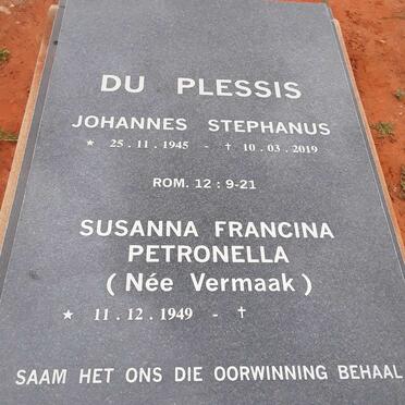 PLESSIS Johannes Stephanus, du 1945-2019 &amp; Susanna Francina Petronella VERMAAK 1949-