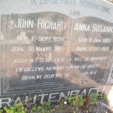 RAUTENBACH John Richard 1895-1967 &amp; Anna Susanna 1893-1968