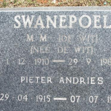 SWANEPOEL Pieter Andries 1915-1995 &amp; M.M. DE WIT  1910-1985