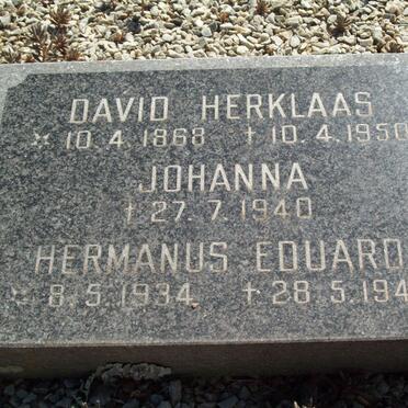 SCHOLTZ David Herklaas 1868-1950 :: SCHOLTZ Johanna -1940 :: SCHOLTZ Hermanus Eduard 1934-1943