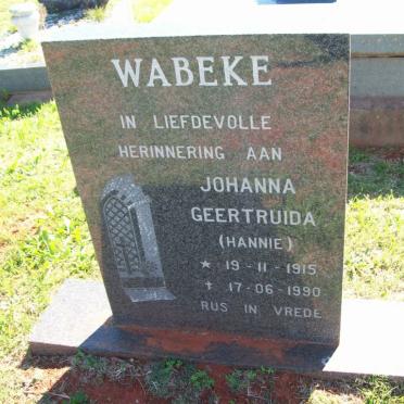WABEKE Johanna Geertruida 1915-1990