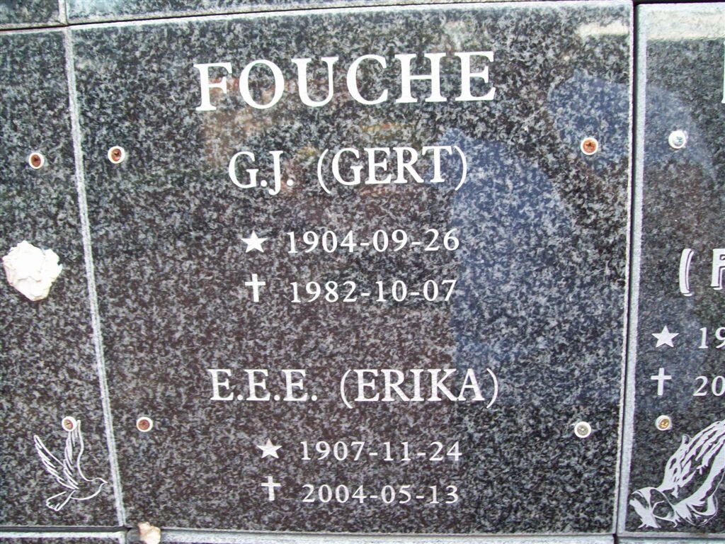 FOUCHE G.J. 1904-1982 &amp; E.E.E. 1907-2004