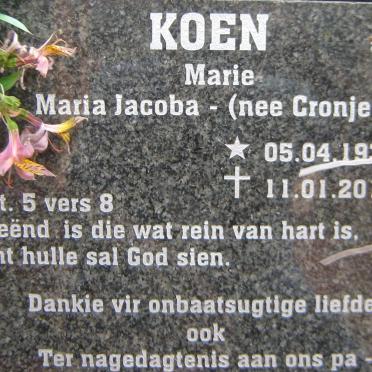 KOEN Maria Jacoba nee CRONJE 1938-2016