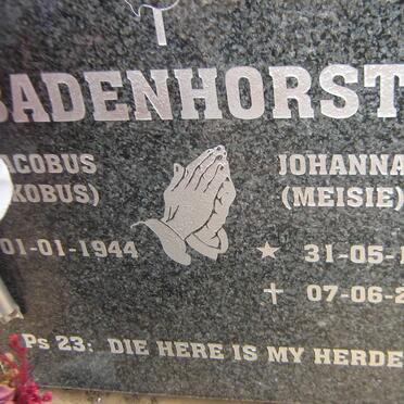BADENHORST Jacobus 1944- &amp; Johanna 1939-2017