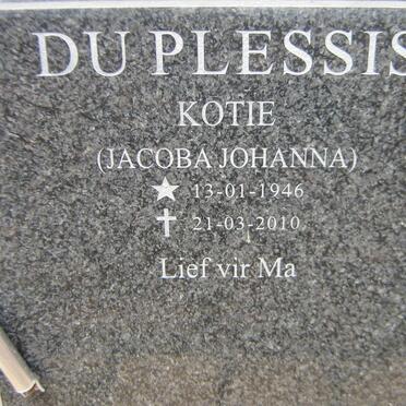 PLESSIS Jacoba Johanna, du 1946-2010