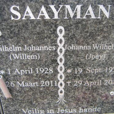 SAAYMAN Wilhelm Johannes 1928-2011 &amp; Johanna Wilhelmina 1932-2017