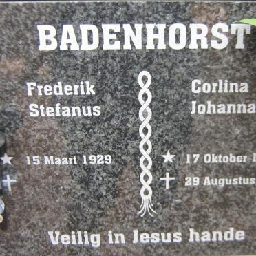 BADENHORST Frederik Stefanus 1929- &amp; Corlina Johanna 1931-2015