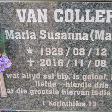 COLLER Maria Susanna, van 1928-2016