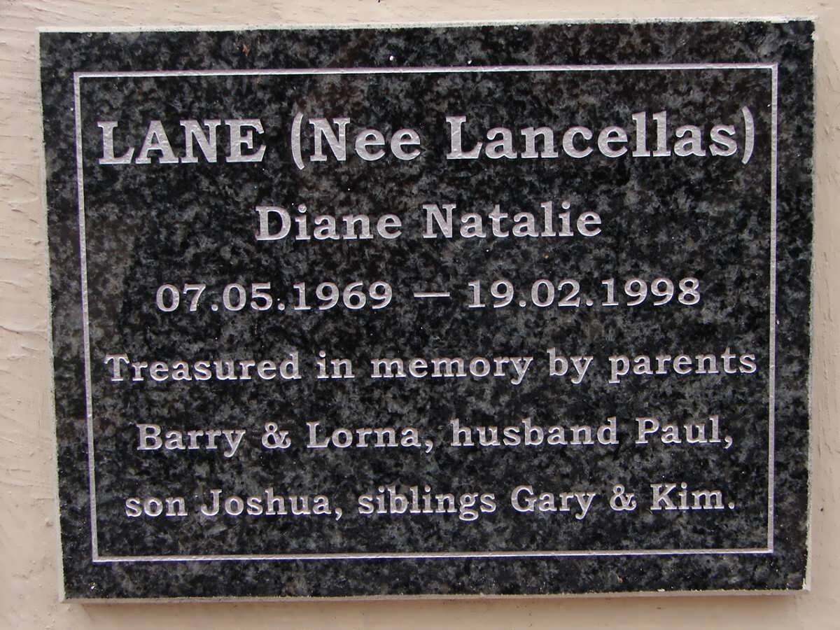 LANE Diane Natalie nee LANCELLAS 1969-1998