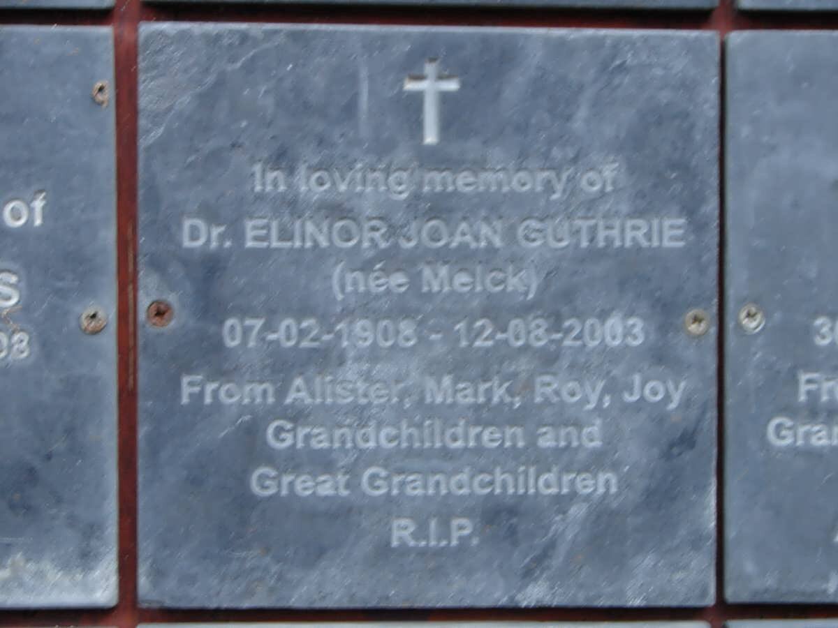 GUTHRIE Elinor Joan nee MELCK 1908-2003