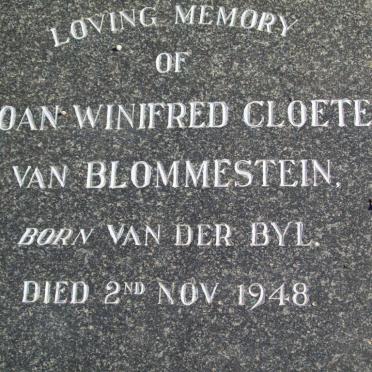 BLOMMESTEIN Joan Winifred Cloete, van nee VAN DER BYL -1948