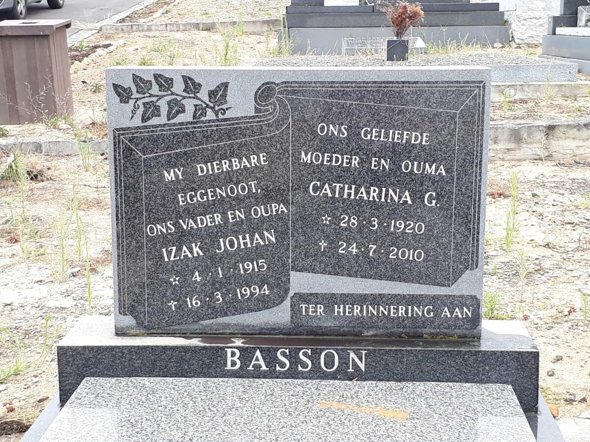 BASSON Izak Johan 1915-1994 &amp; Catharina G. 1920-2010