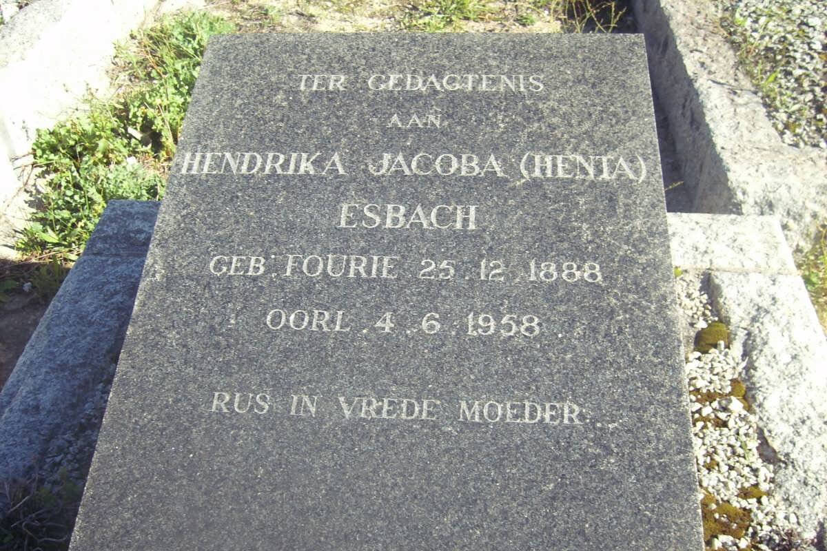 ESBACH Hendrika Jacoba nee FOURIE 1888-1958