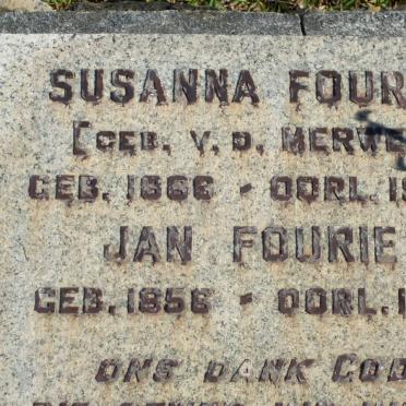FOURIE Jan 1856-1931 &amp; Susanna V.D. MERWE 18?6-1930