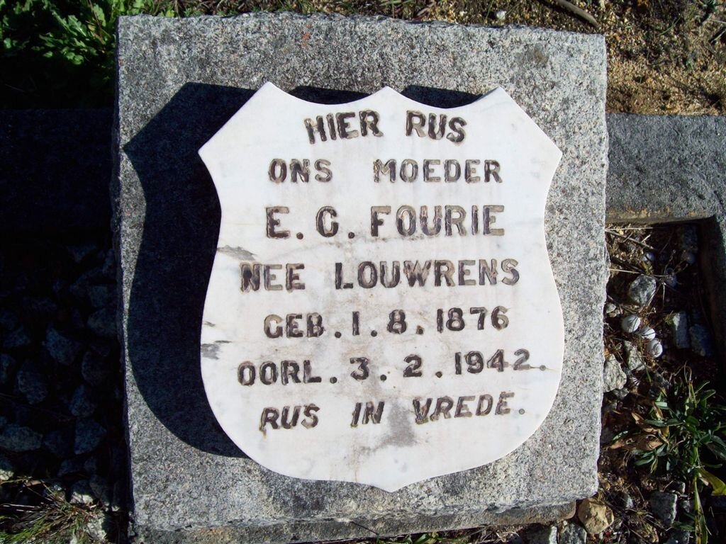 FOURIE E.C. nee LOUWRENS 1876-1942