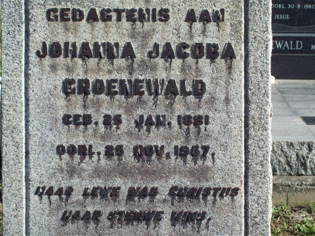 GROENEWALD Johanna Jacoba 1881-1957