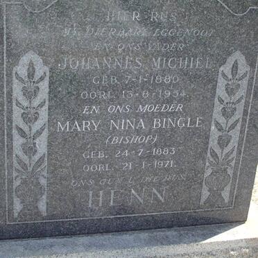 HENN Johannes Michiel 1880-1954 &amp; Mary Nina Bingle BISHOP 1883-1971