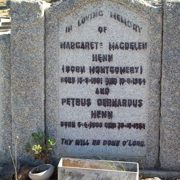 HENN Petrus Gerhardus 1885-1965 &amp; Margaret Magdelen MONTGOMERY 1891-1964