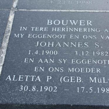 BOUWER Johannes S. 1900-1982 &amp; Aletta MULLER 1902-1984