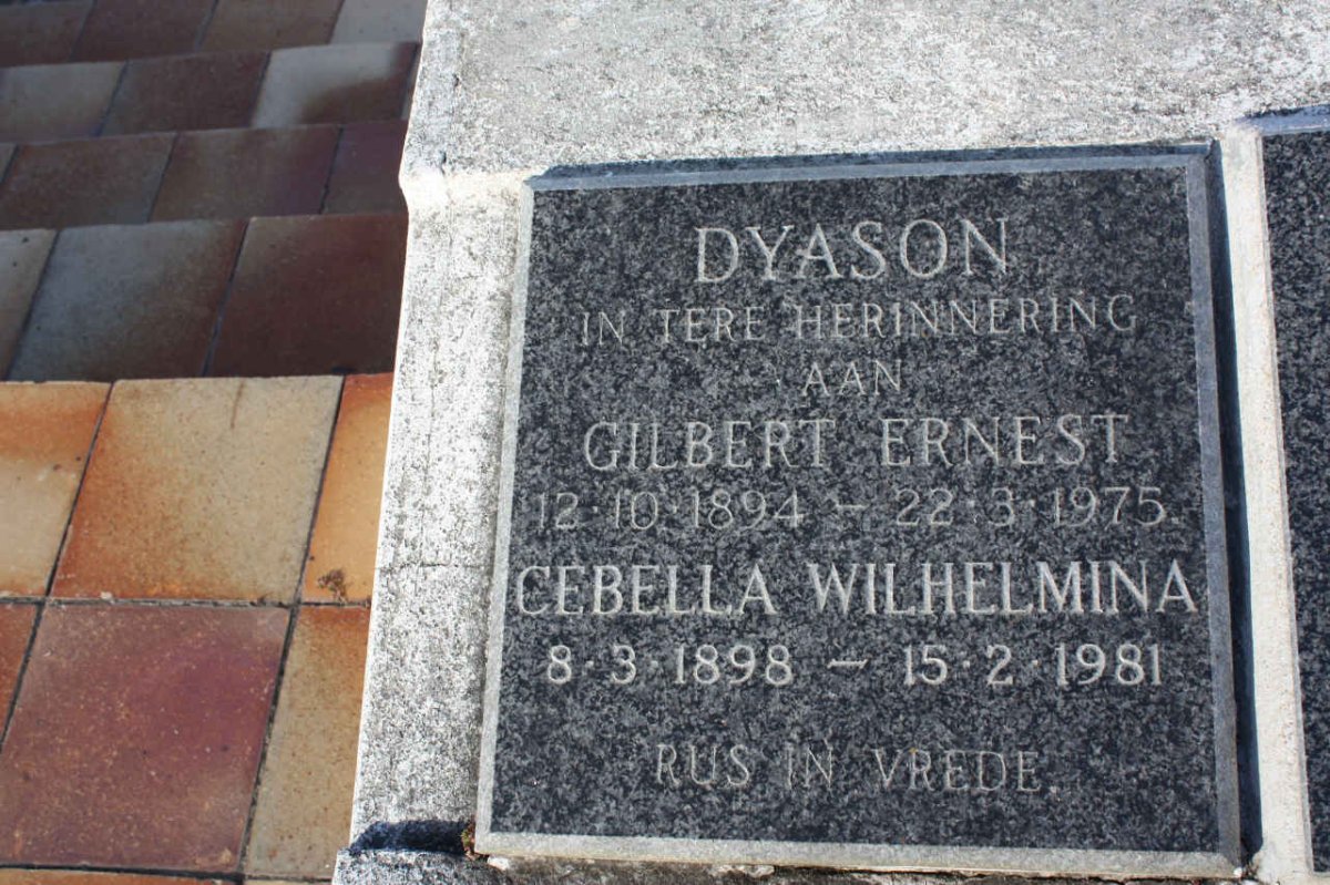 DYASON Gilbert Ernest 1894-1975 &amp; Cebella Wilhelmina 1898-1981