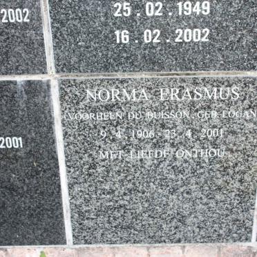 ERASMUS Norma formerly DU BUISSON nee LOGAN 1906-2001