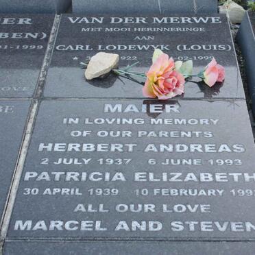 MAIER Herbert Andreas 1937-1993 &amp; Patricia Elizabeth 1939-1992