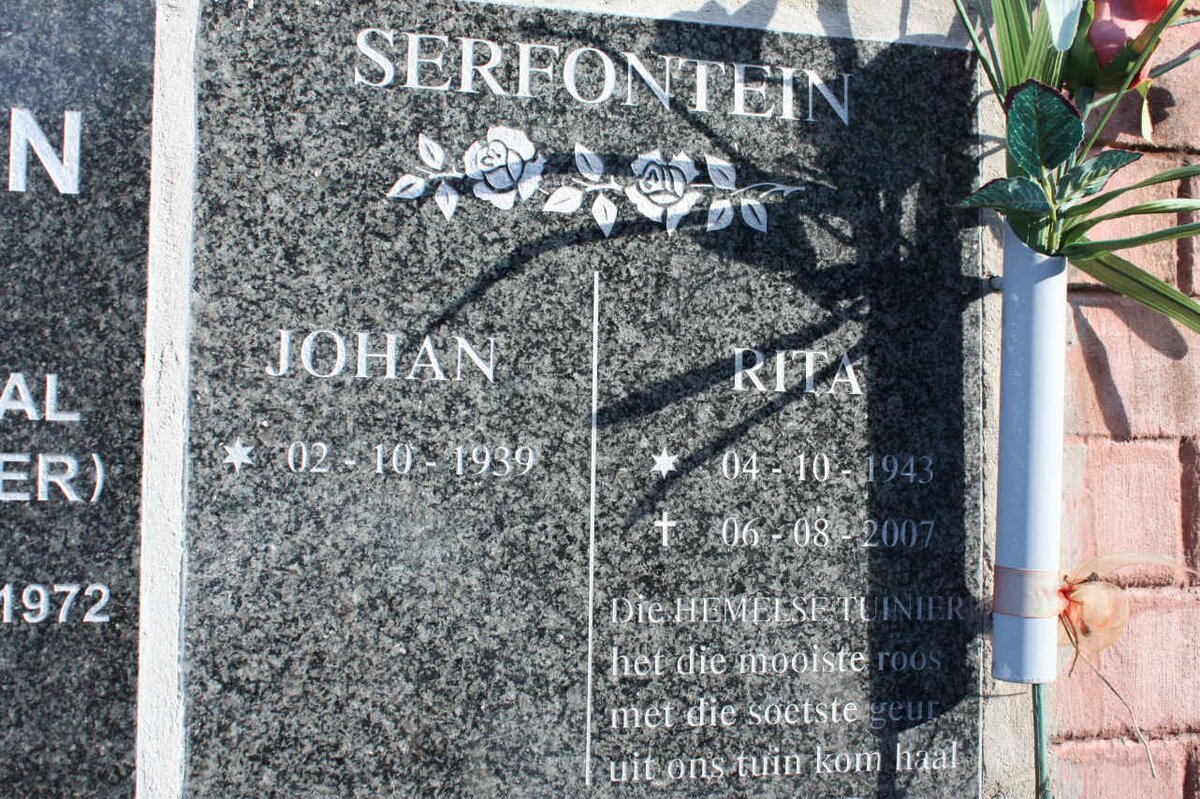 SERFONTEIN Johan 1939- &amp; Rita 1943-2007