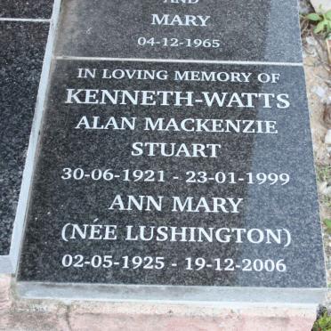 WATTS Alan Mackenzie Stuart, Kenneth 1921-1999 &amp; Ann Mary LUSHINGTON 1925-2006