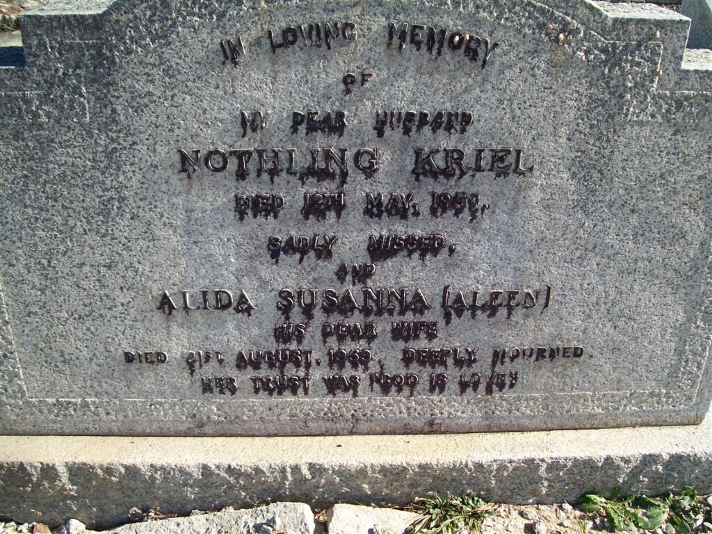 KRIEL Nothling -1950 &amp; Alida Susanna -1959
