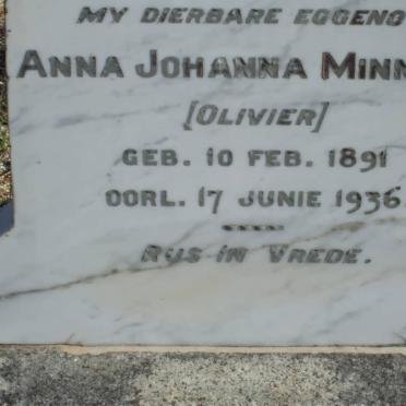 MINNAAR Anna Johanna nee OLIVIER 1891-1936