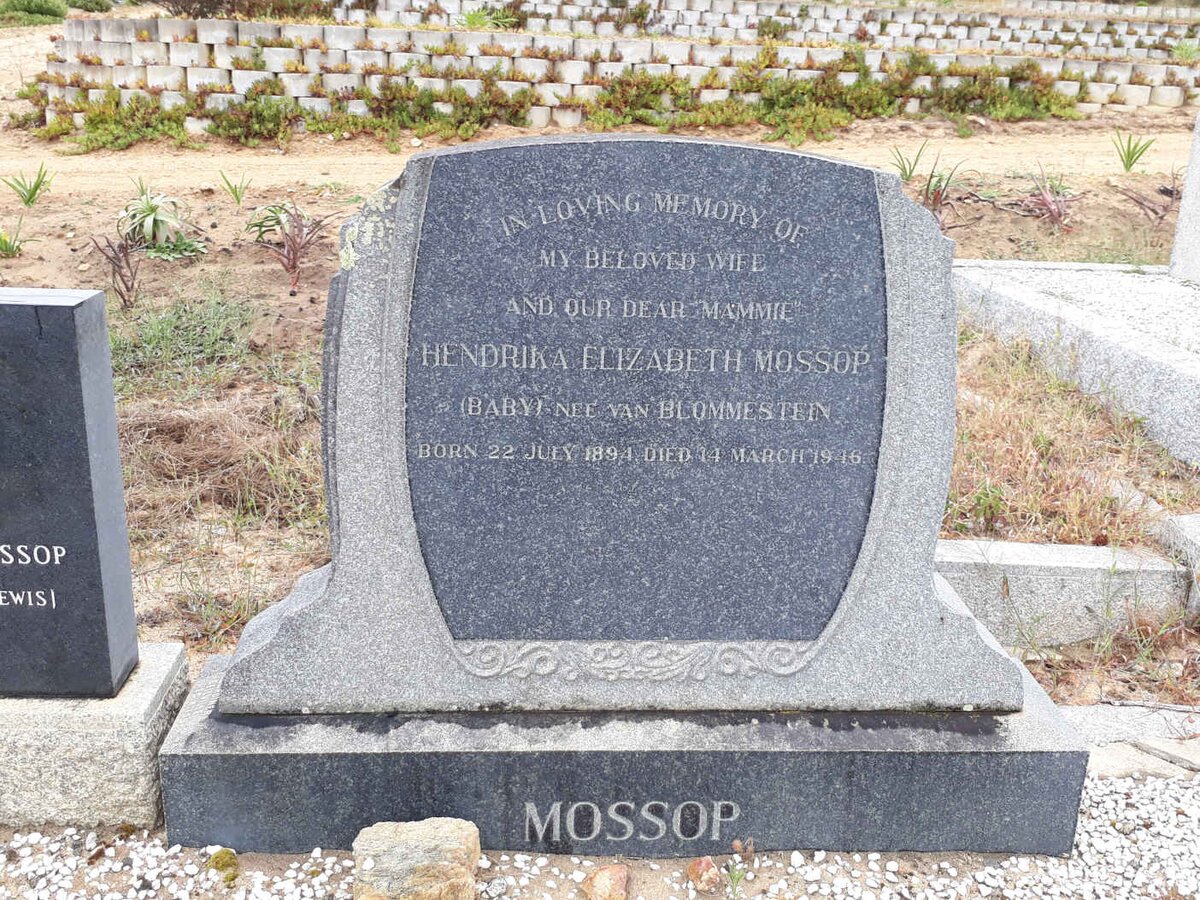 MOSSOP Hendrika Elizabeth nee VAN BLOMMESTEIN 1894-1946