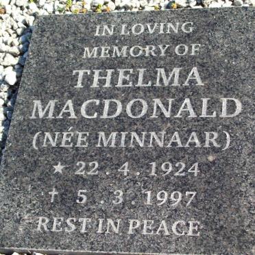 MACDONALD Thelma nee MINNAAR 1924-1997