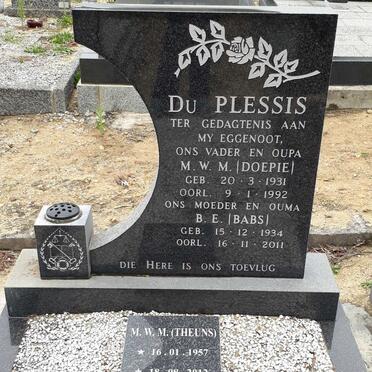 PLESSIS M.W.M., du 1931-1992 &amp; B.E. 1934-2011 :: PLESSIS M.W.M, du 1957-2012