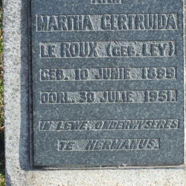 ROUX Martha Gertruida, le nee LEY 1899-1951