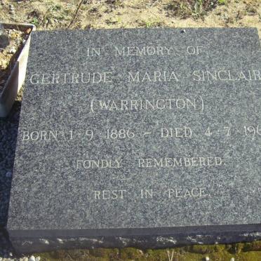 SINCLAIR Gertrude Maria nee WARRINGTON 1886-1963