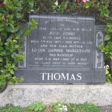 THOMAS John Henry 1875-1961 &amp; Lilian Daphne Marquerite HADFIELD 1885-1963