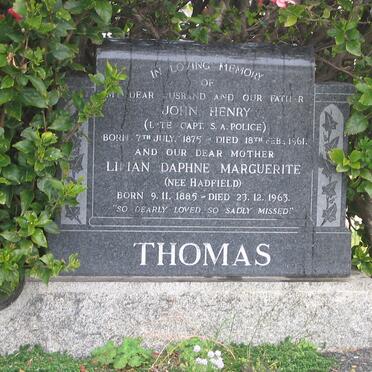 THOMAS John Henry 1875-1961 &amp; Lilian Daphne Marquerite HADFIELD 1885-1963