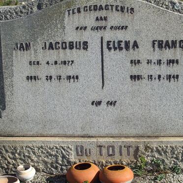 TOIT Jan Jacobus, du 1877-1946 &amp; Elena Francina 1886-1949