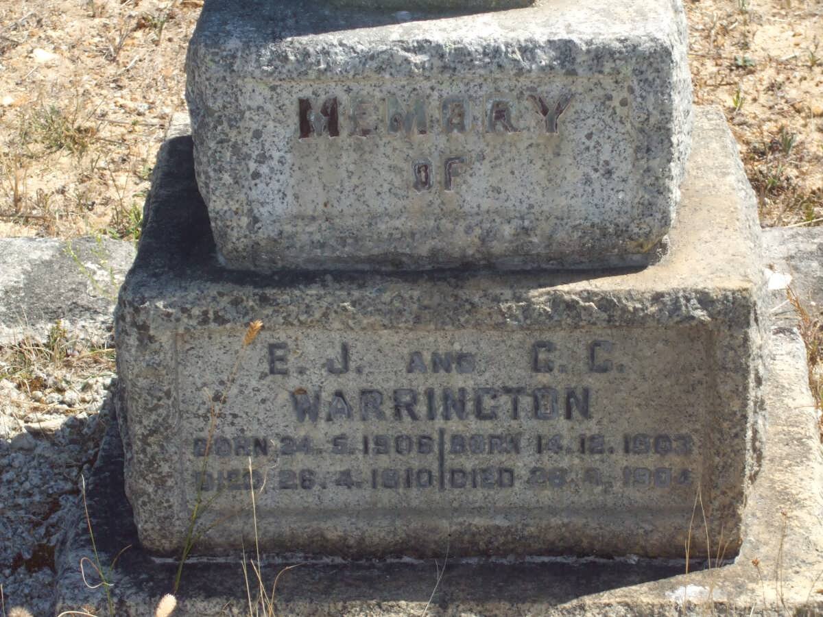 WARRINGTON E.J. 1906-1910, WARRINGTON C.C. 1903-190?