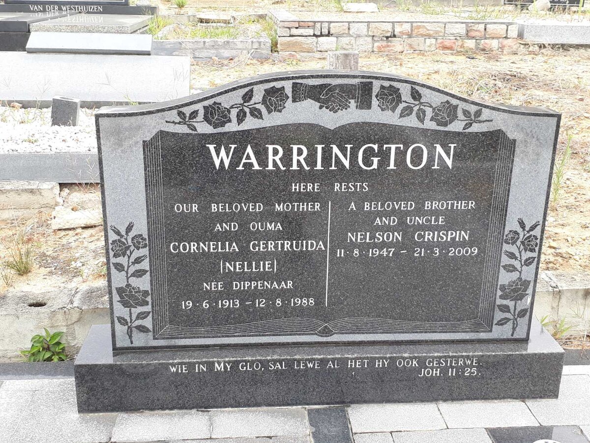 WARRINGTON Cornelia Gertruida DIPPENAAR 1913-1988 :: WARRINGTON Nelson Crispin 1947-2009