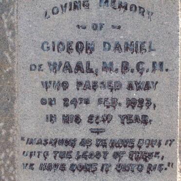 WAAL Gideon Daniel, de -1923